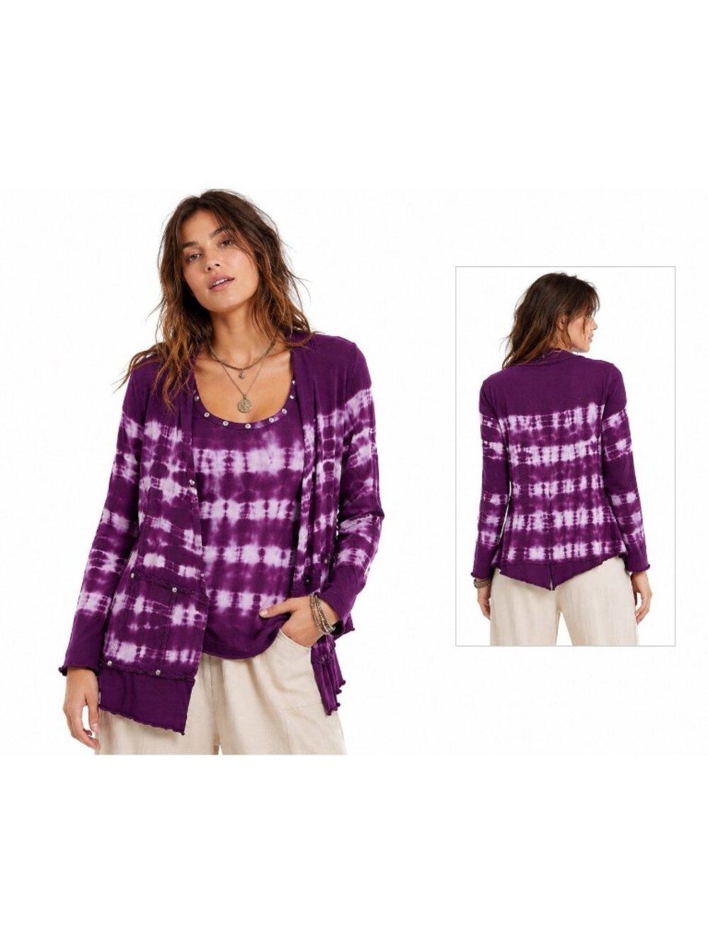 NEON BUDDHA 2 piece sweater set sweatshirt tee purple SMALL tie dye boho hippie